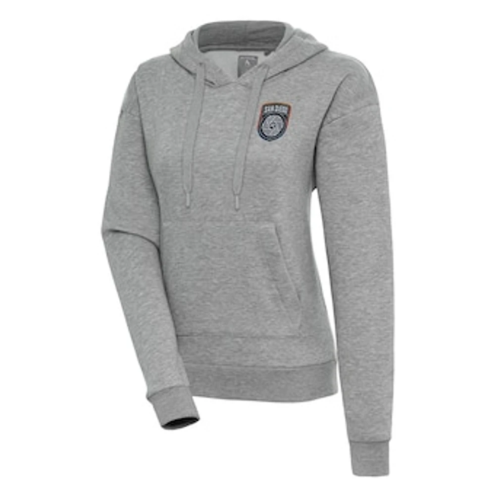 Women's Antigua Heather Gray San Diego FC Victory Pullover Hoodie