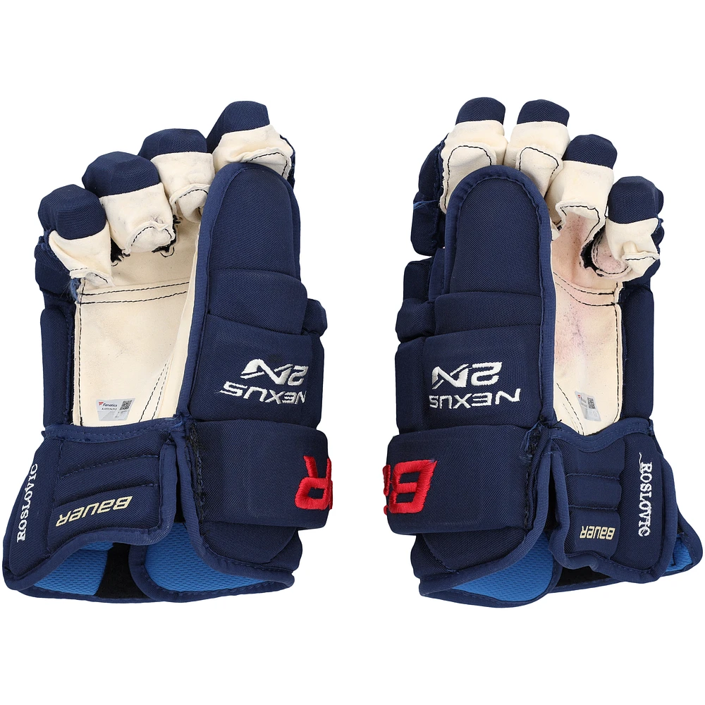 Jack Roslovic New York Rangers Game-Used Navy Bauer Gloves from the 2023-24 NHL Season - XJ05534311-12