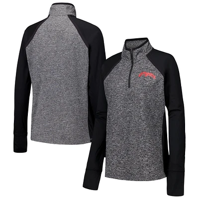 Women's Black/Heather Gray Washington State Cougars Finalist Raglan Quarter-Zip Jacket