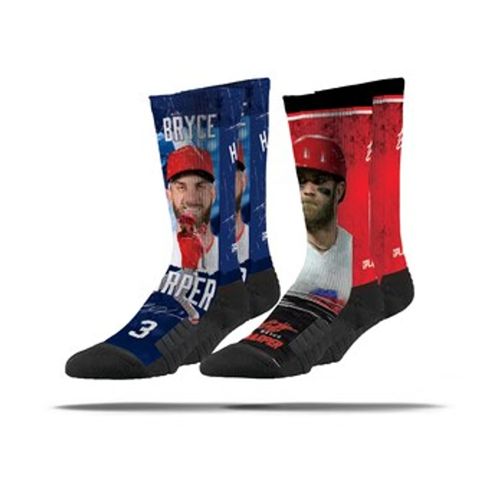 Unisex Strideline Bryce Harper Philadelphia Phillies Premium 2-Pack Full Slub Crew Socks