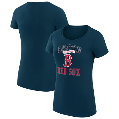 Women's G-III 4Her by Carl Banks Navy Boston Red Sox Super-Slim Fit Lightweight Team Logo Graphic T-Shirt