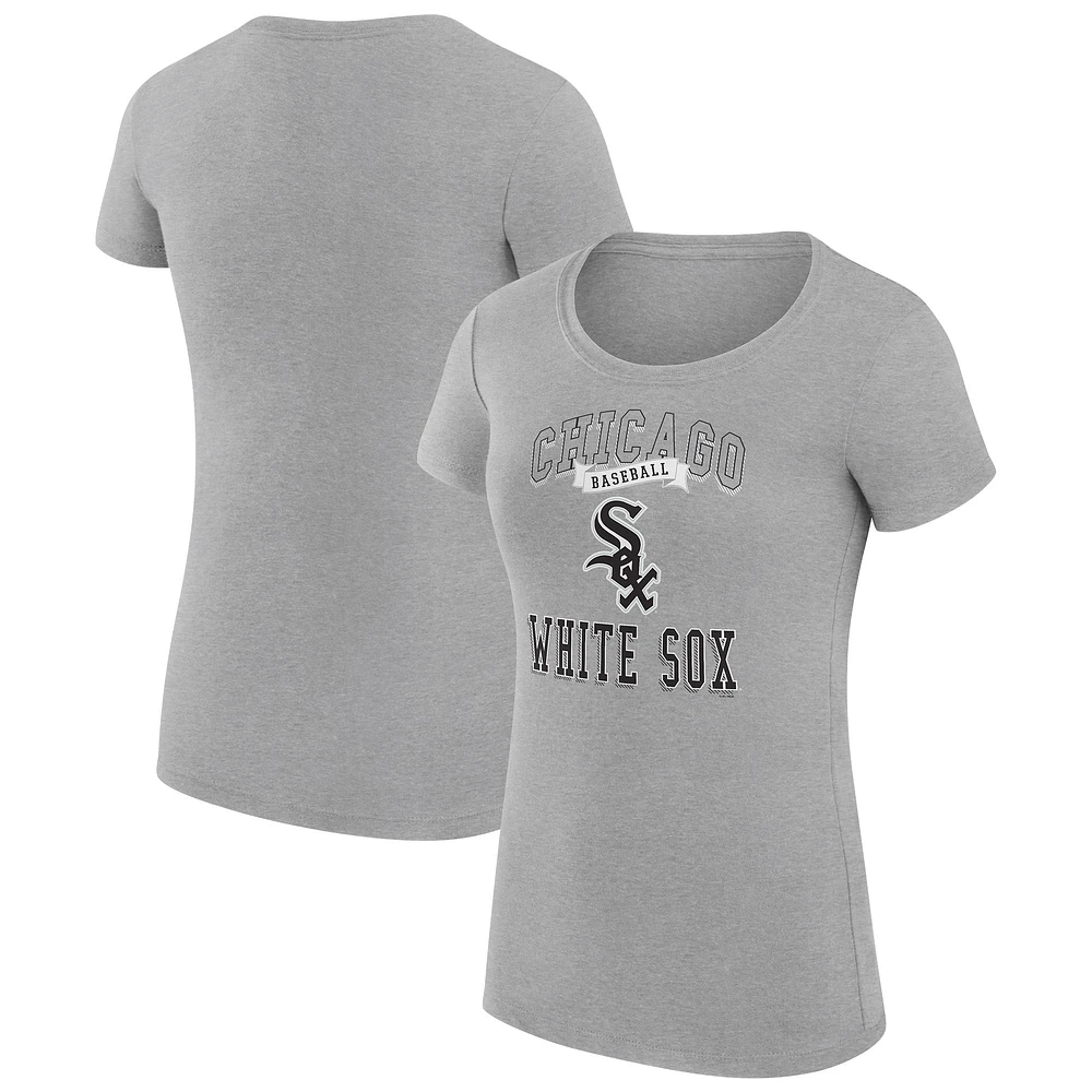 Women's G-III 4Her by Carl Banks Heather Gray Chicago White Sox Super-Slim Fit Lightweight Team Logo Graphic T-Shirt
