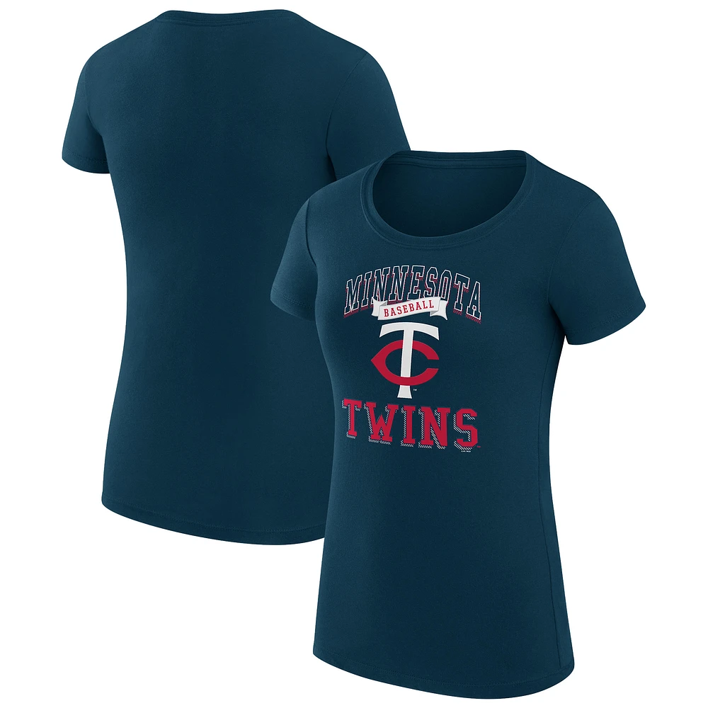 Women's G-III 4Her by Carl Banks Navy Minnesota Twins Super-Slim Fit Lightweight Team Logo Graphic T-Shirt