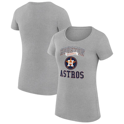 Women's G-III 4Her by Carl Banks Heather Gray Houston Astros Super-Slim Fit Lightweight Team Logo Graphic T-Shirt