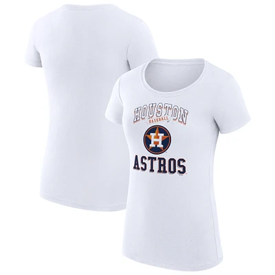 Women's G-III 4Her by Carl Banks White Houston Astros Super-Slim Fit Lightweight Team Logo Graphic T-Shirt