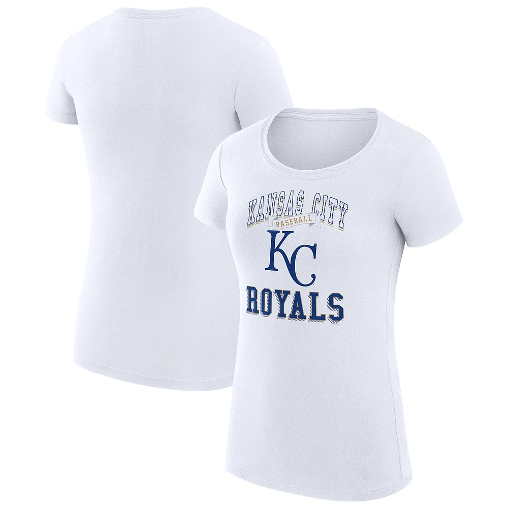 Women's G-III 4Her by Carl Banks White Kansas City Royals Super-Slim Fit Lightweight Team Logo Graphic T-Shirt