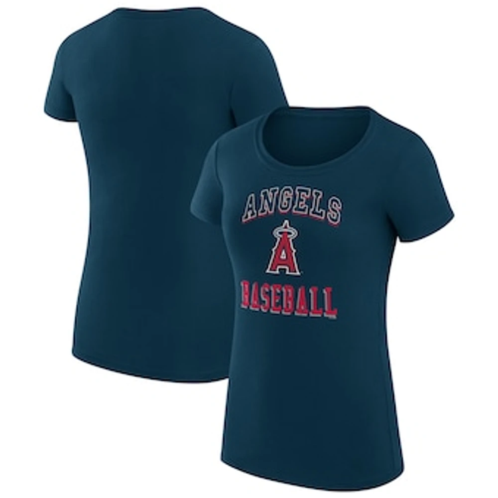 Women's G-III 4Her by Carl Banks Navy Los Angeles Angels Super-Slim Fit Lightweight Team Logo Graphic T-Shirt