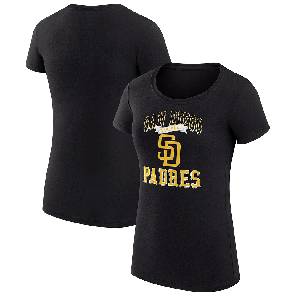 Women's G-III 4Her by Carl Banks Black San Diego Padres Super-Slim Fit Lightweight Team Logo Graphic T-Shirt