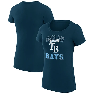 Women's G-III 4Her by Carl Banks Navy Tampa Bay Rays Super-Slim Fit Lightweight Team Logo Graphic T-Shirt