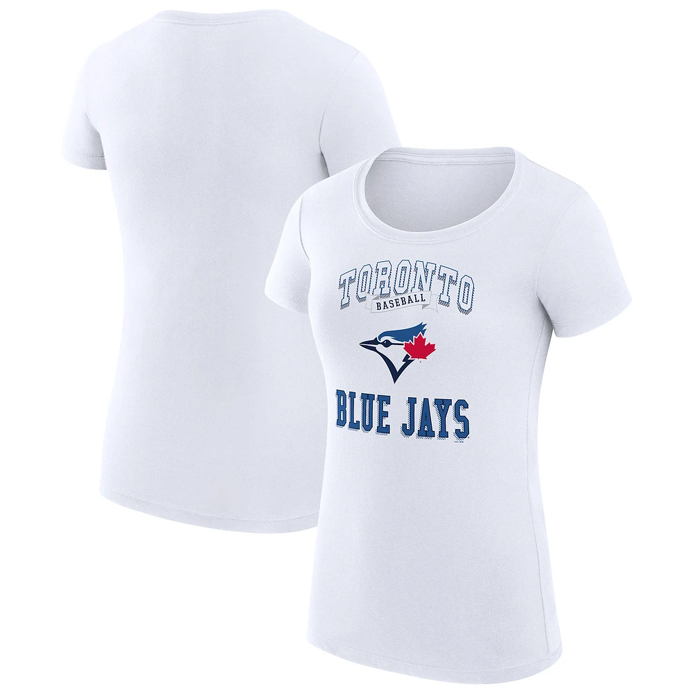 Women's G-III 4Her by Carl Banks White Toronto Blue Jays Super-Slim Fit Lightweight Team Logo Graphic T-Shirt