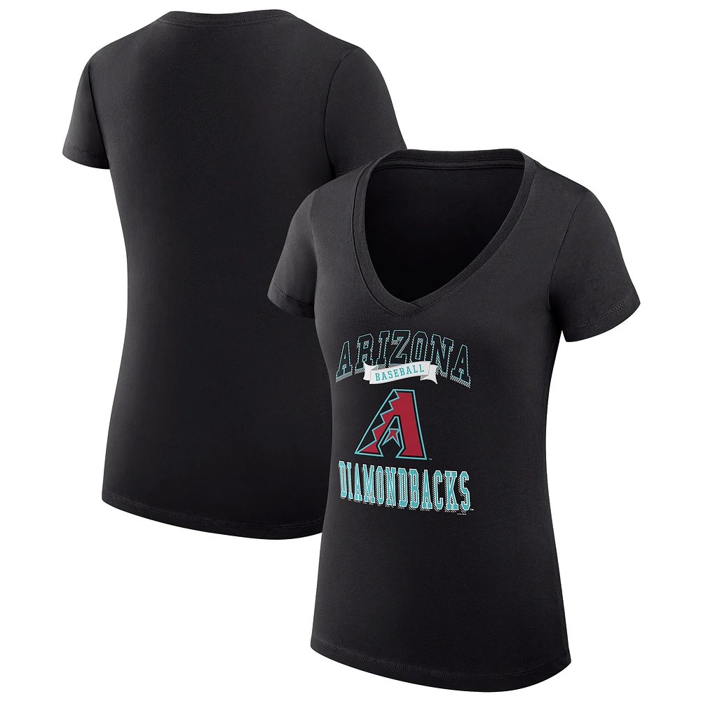 Women's G-III 4Her by Carl Banks Arizona Diamondbacks Super-Slim Fit Lightweight Team Logo Graphic V-Neck T-Shirt