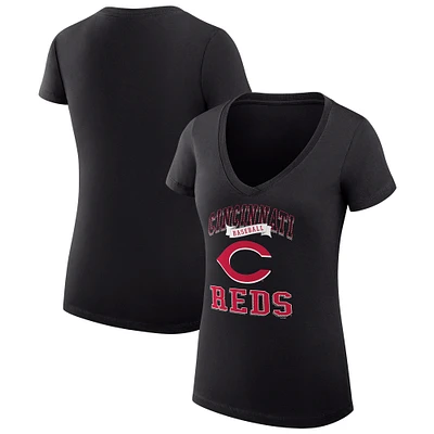 Women's G-III 4Her by Carl Banks Cincinnati Reds Super-Slim Fit Lightweight Team Logo Graphic V-Neck T-Shirt