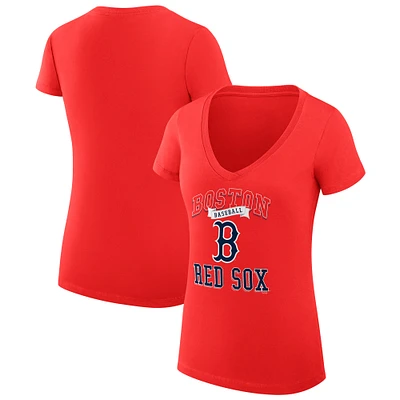 Women's G-III 4Her by Carl Banks Red Boston Sox Super-Slim Fit Lightweight Team Logo Graphic V-Neck T-Shirt