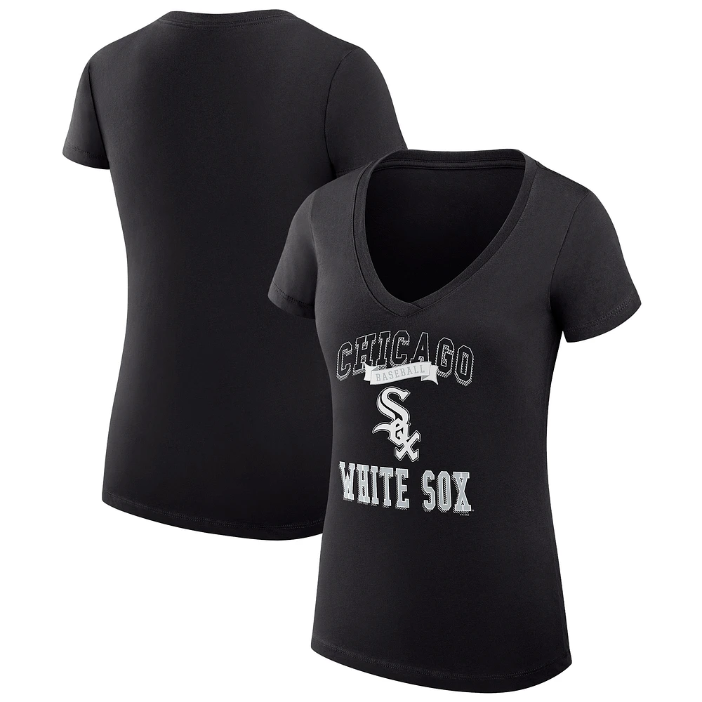 Women's G-III 4Her by Carl Banks Chicago White Sox Super-Slim Fit Lightweight Team Logo Graphic V-Neck T-Shirt