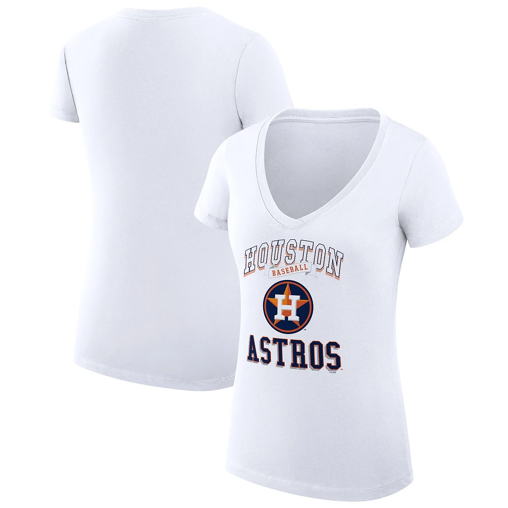 Women's G-III 4Her by Carl Banks White Houston Astros Super-Slim Fit Lightweight Team Logo Graphic V-Neck T-Shirt