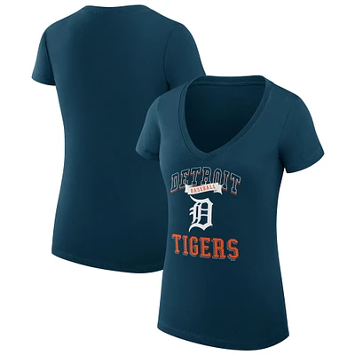 Women's G-III 4Her by Carl Banks Navy Detroit Tigers Super-Slim Fit Lightweight Team Logo Graphic V-Neck T-Shirt