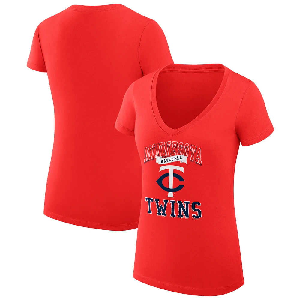 Women's G-III 4Her by Carl Banks Minnesota Twins Super-Slim Fit Lightweight Team Logo Graphic V-Neck T-Shirt