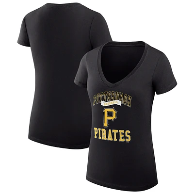 Women's G-III 4Her by Carl Banks Pittsburgh Pirates Super-Slim Fit Lightweight Team Logo Graphic V-Neck T-Shirt