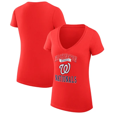 Women's G-III 4Her by Carl Banks Washington Nationals Super-Slim Fit Lightweight Team Logo Graphic V-Neck T-Shirt