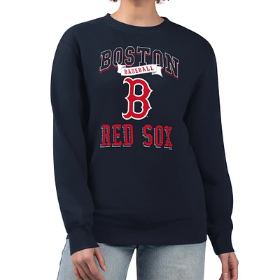 Women's G-III 4Her by Carl Banks Navy Boston Red Sox Team Logo Graphic Tri-Blend Fleece Pullover Sweatshirt