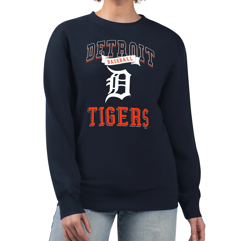 Women's G-III 4Her by Carl Banks Navy Detroit Tigers Team Logo Graphic Tri-Blend Fleece Pullover Sweatshirt