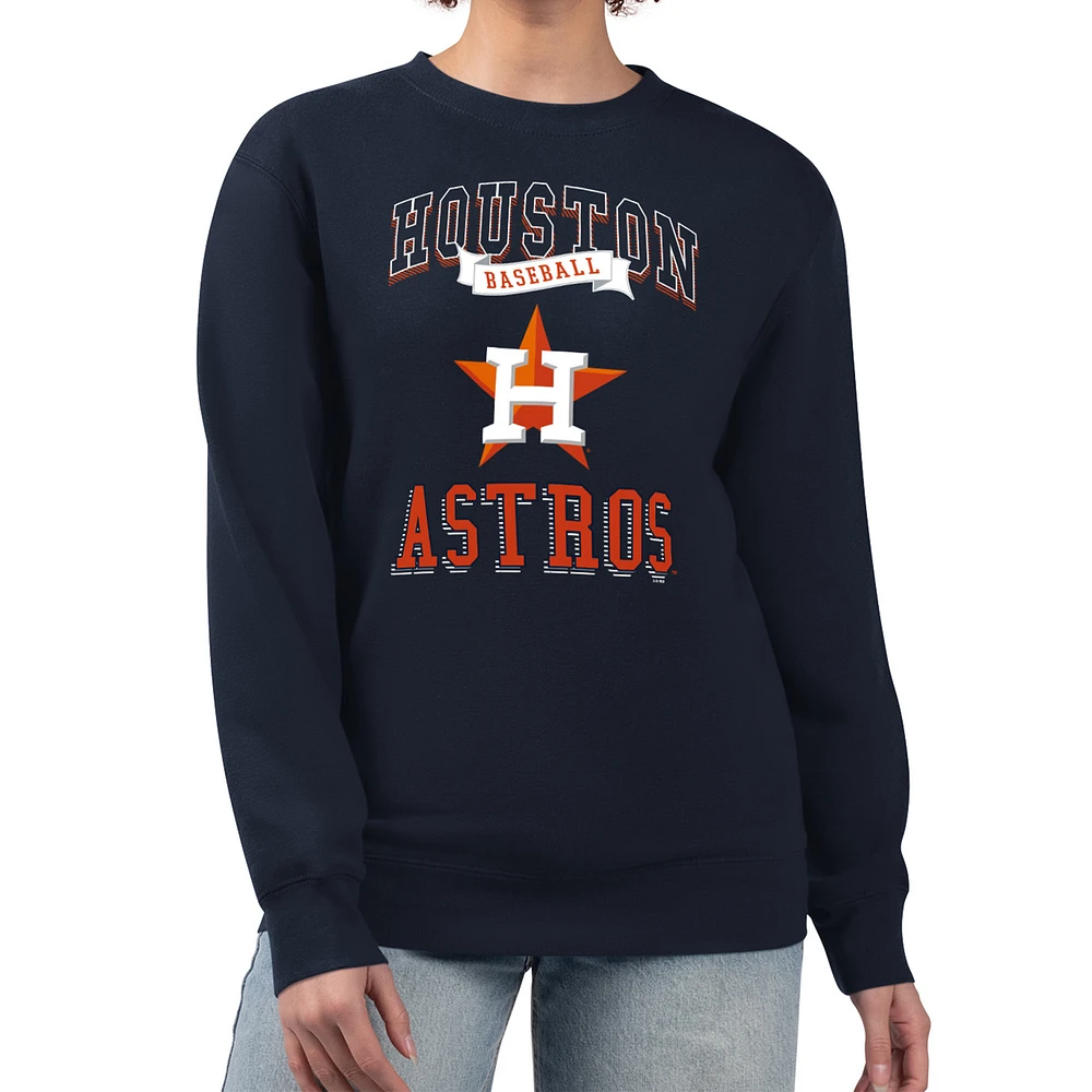 Women's G-III 4Her by Carl Banks Navy Houston Astros Team Logo Graphic Tri-Blend Fleece Pullover Sweatshirt