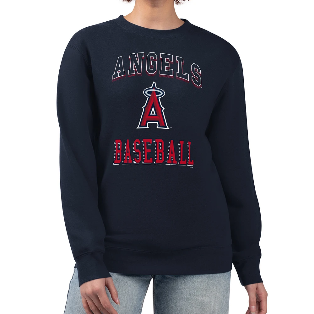 Women's G-III 4Her by Carl Banks Navy Los Angeles Angels Team Logo Graphic Tri-Blend Fleece Pullover Sweatshirt