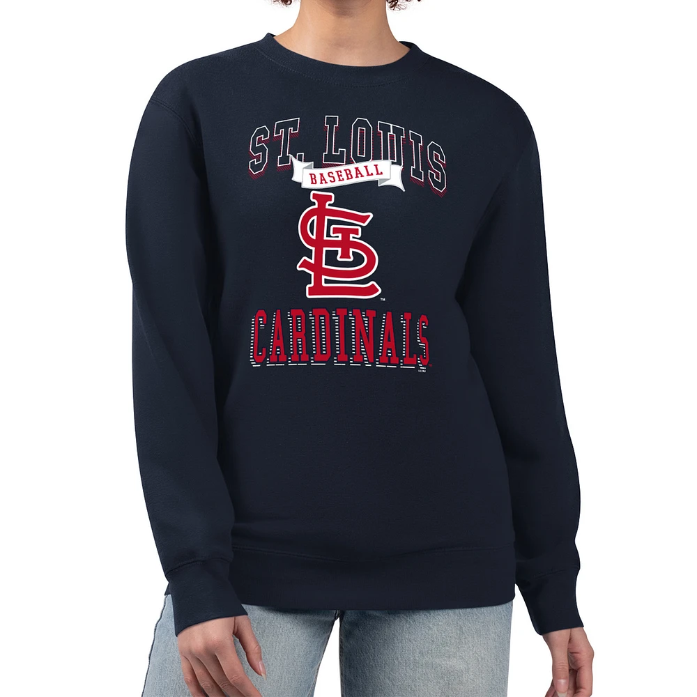 Women's G-III 4Her by Carl Banks Navy St. Louis Cardinals Team Logo Graphic Tri-Blend Fleece Pullover Sweatshirt