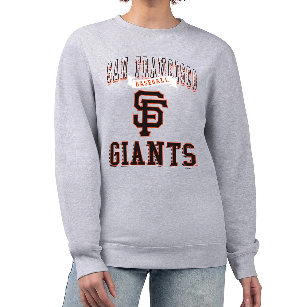 Women's G-III 4Her by Carl Banks Heather Gray San Francisco Giants Team Logo Graphic Tri-Blend Fleece Pullover Sweatshirt