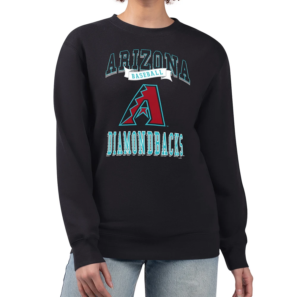 Women's G-III 4Her by Carl Banks Black Arizona Diamondbacks Team Logo Graphic Tri-Blend Fleece Pullover Sweatshirt