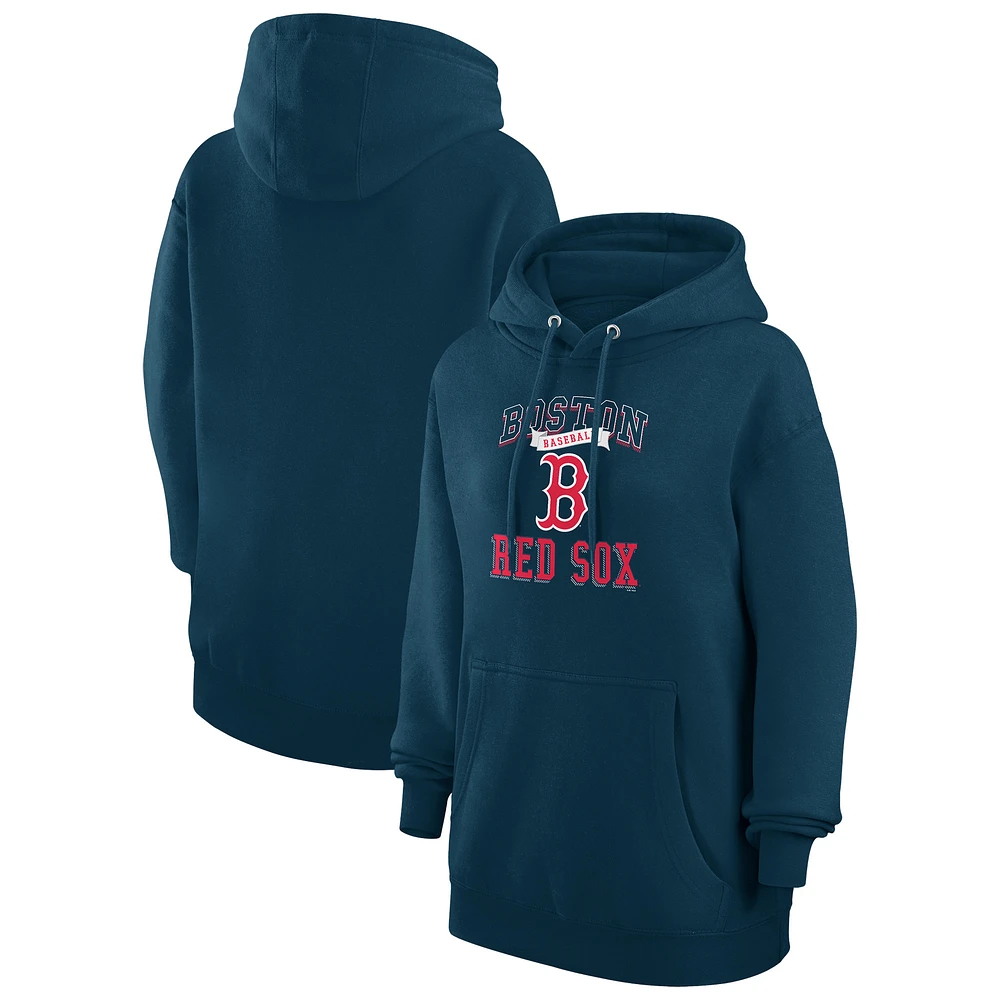 Women's G-III 4Her by Carl Banks Navy Boston Red Sox Team Logo Graphic Fleece Pullover Hoodie