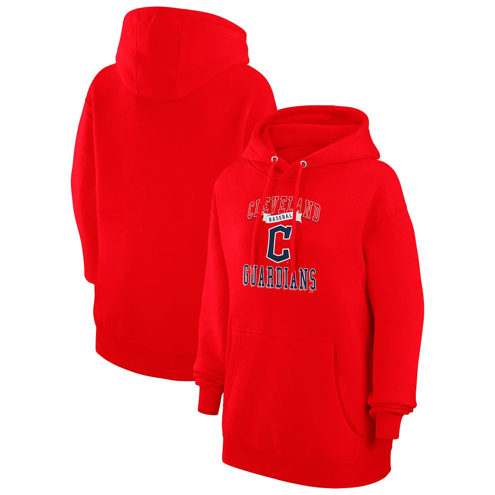 Women's G-III 4Her by Carl Banks Red Cleveland Guardians Team Logo Graphic Fleece Pullover Hoodie