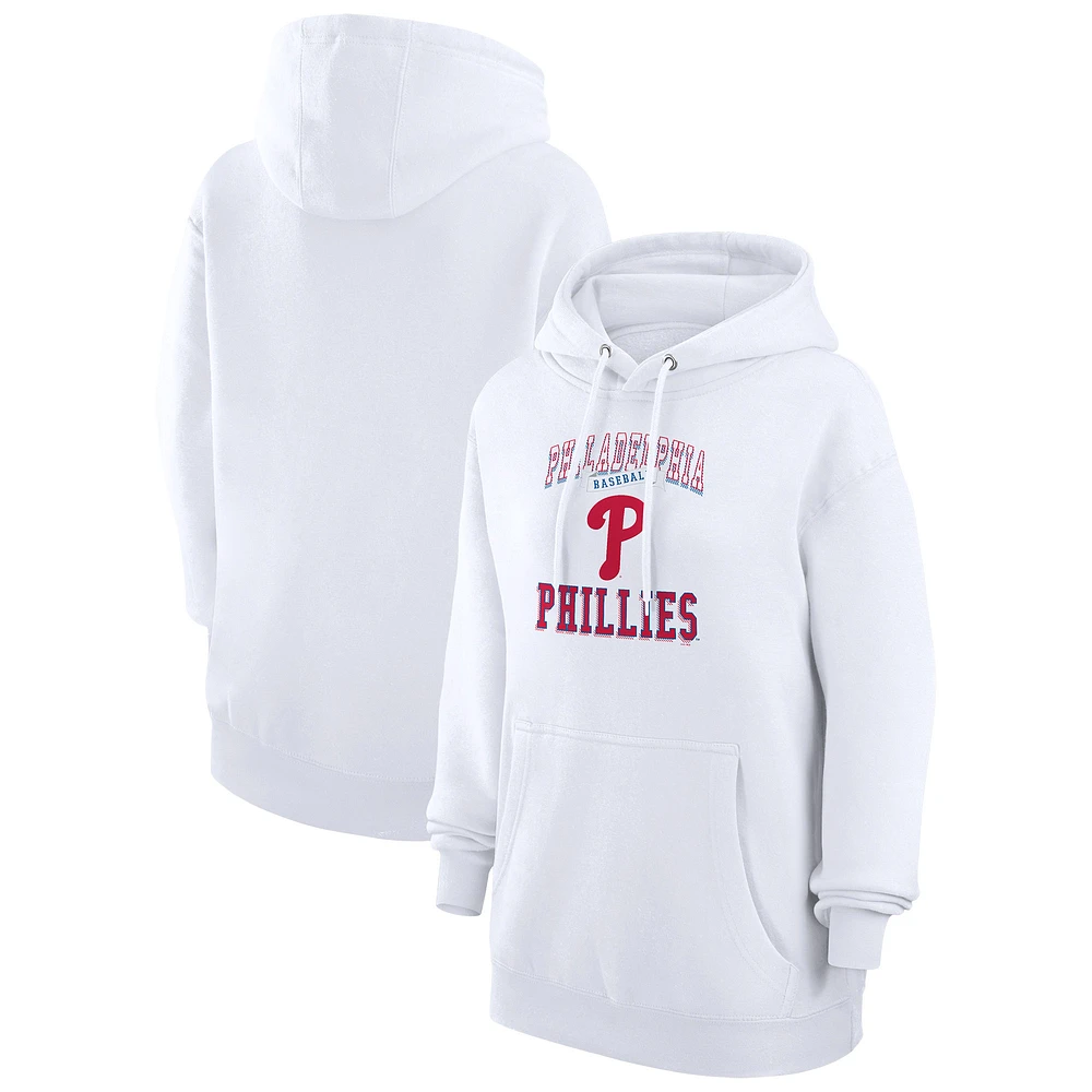 Women's G-III 4Her by Carl Banks White Philadelphia Phillies Team Logo Graphic Fleece Pullover Hoodie