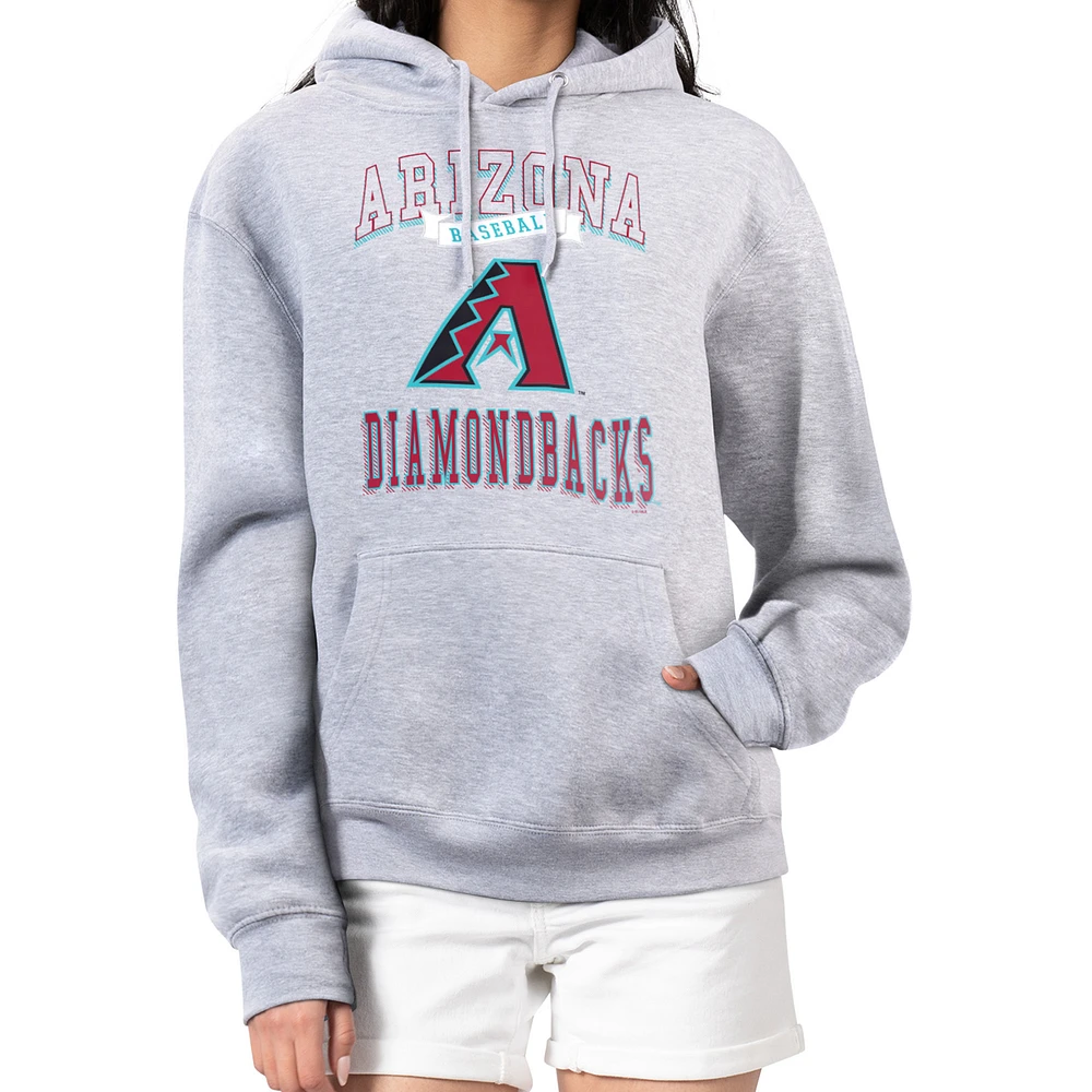 Women's G-III 4Her by Carl Banks Heather Gray Arizona Diamondbacks Team Logo Graphic Fleece Pullover Hoodie