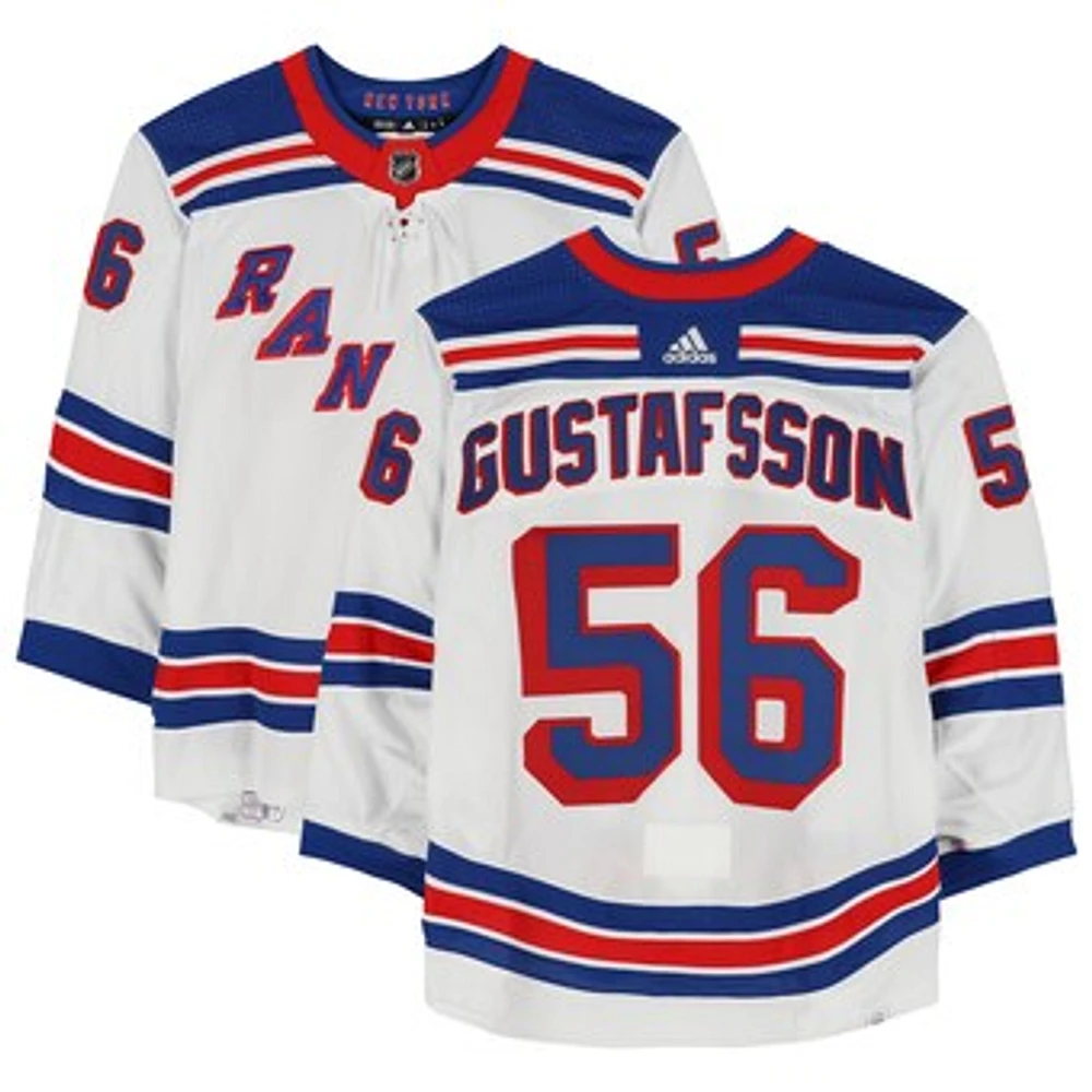 Erik Gustafsson New York Rangers Game-Used #56 White adidas Jersey Worn During the Second Round of the 2024 Stanley Cup Playoffs vs. Carolina Hurricanes