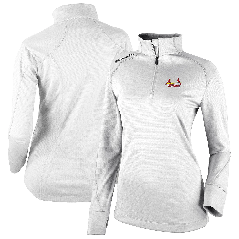 Women's Columbia White St. Louis Cardinals Cooperstown Collection Shotgun 2.0 Omni-Wick Quarter-Zip Top