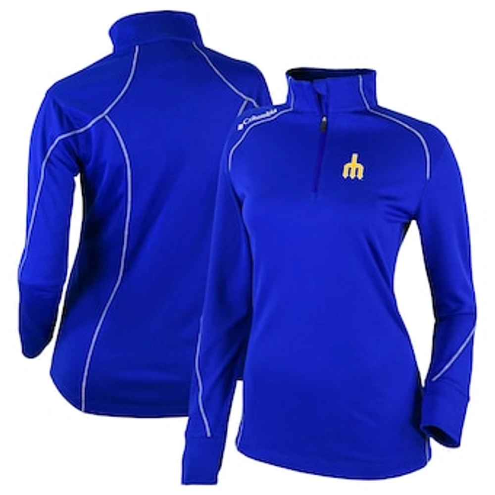 Women's Columbia Royal Seattle Mariners Cooperstown Collection Shotgun 2.0 Omni-Wick Quarter-Zip Top