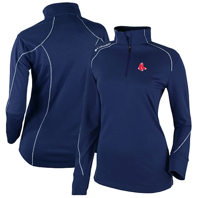 Women's Columbia Navy Boston Red Sox Cooperstown Collection Shotgun 2.0 Omni-Wick Quarter-Zip Top