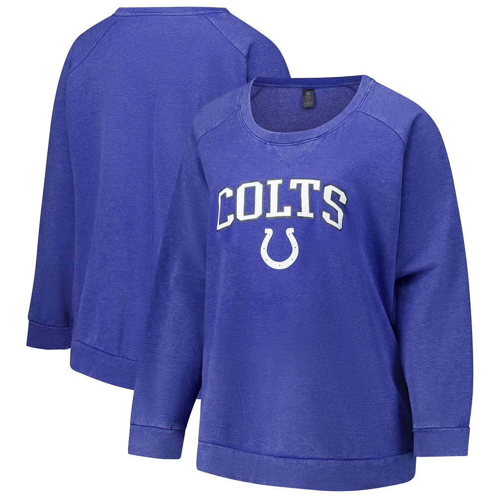Women's Profile Royal Indianapolis Colts Plus Acid Wash Raglan Sweatshirt