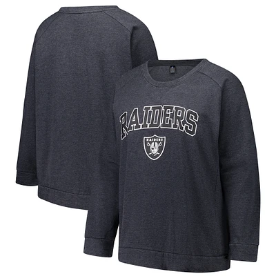 Women's Fanatics Charcoal Las Vegas Raiders Acid Wash Raglan Pullover Sweatshirt
