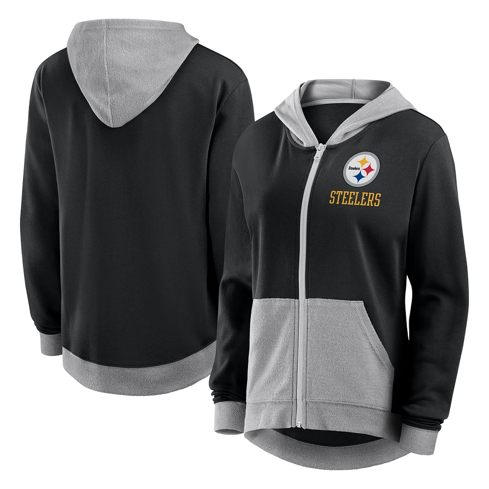 Women's Fanatics Black Pittsburgh Steelers Hit It Full-Zip Hoodie