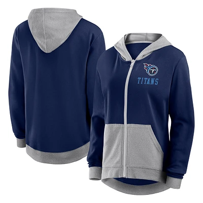 Women's Fanatics Navy Tennessee Titans Hit It Full-Zip Hoodie