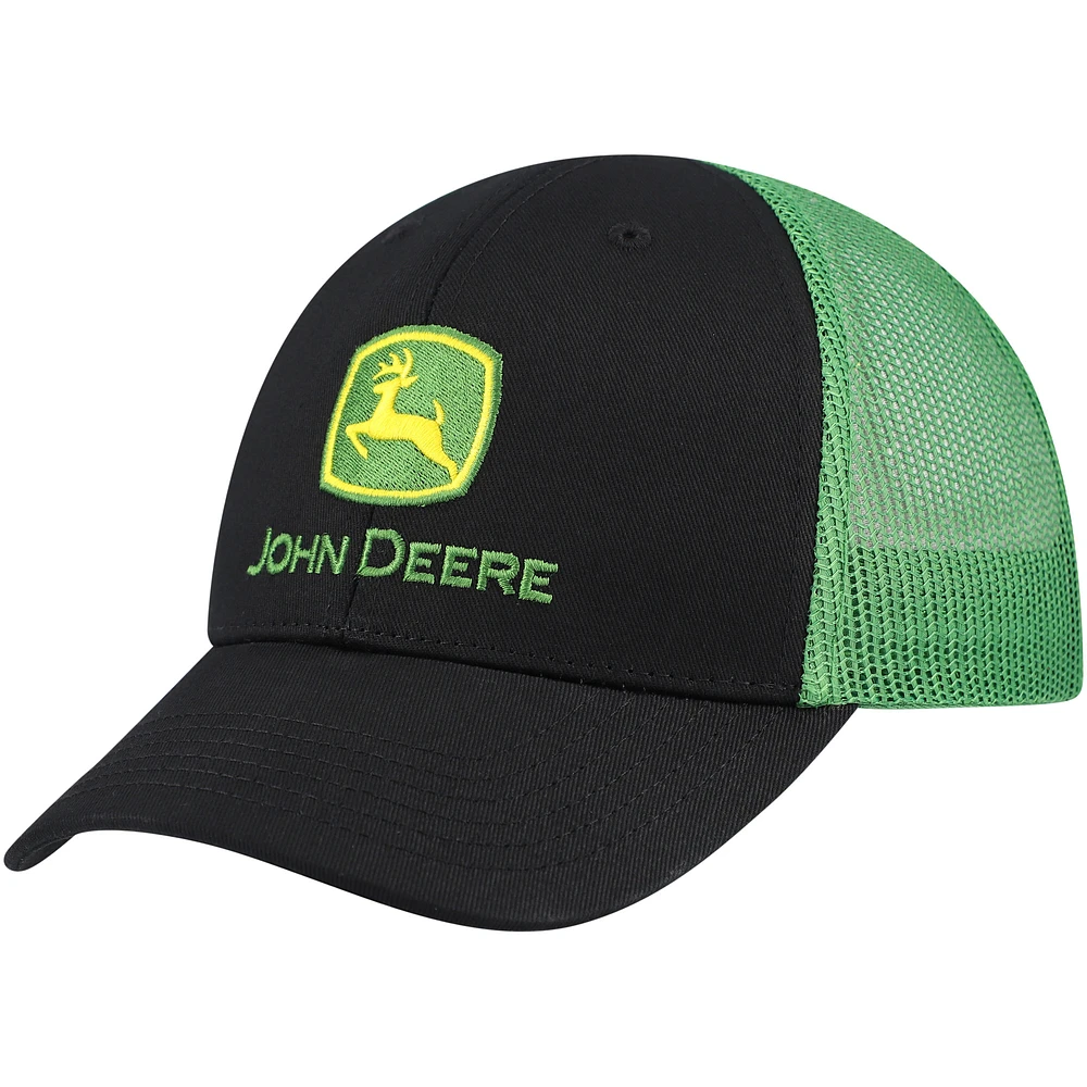 Toddler Black John Deere Trucker Adjustable Hat