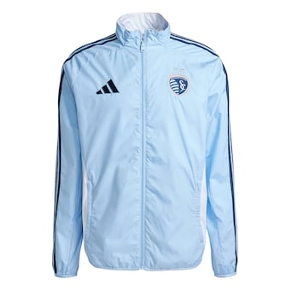 Men's adidas Sky Blue/White Sporting Kansas City 2025 Anthem Reversible Full-Zip Jacket