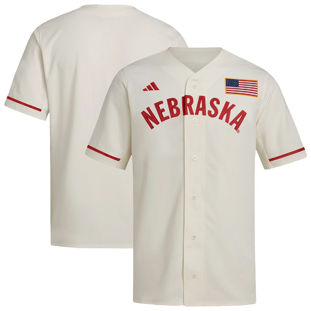 Men's adidas Cream Nebraska Huskers Replica Baseball Jersey