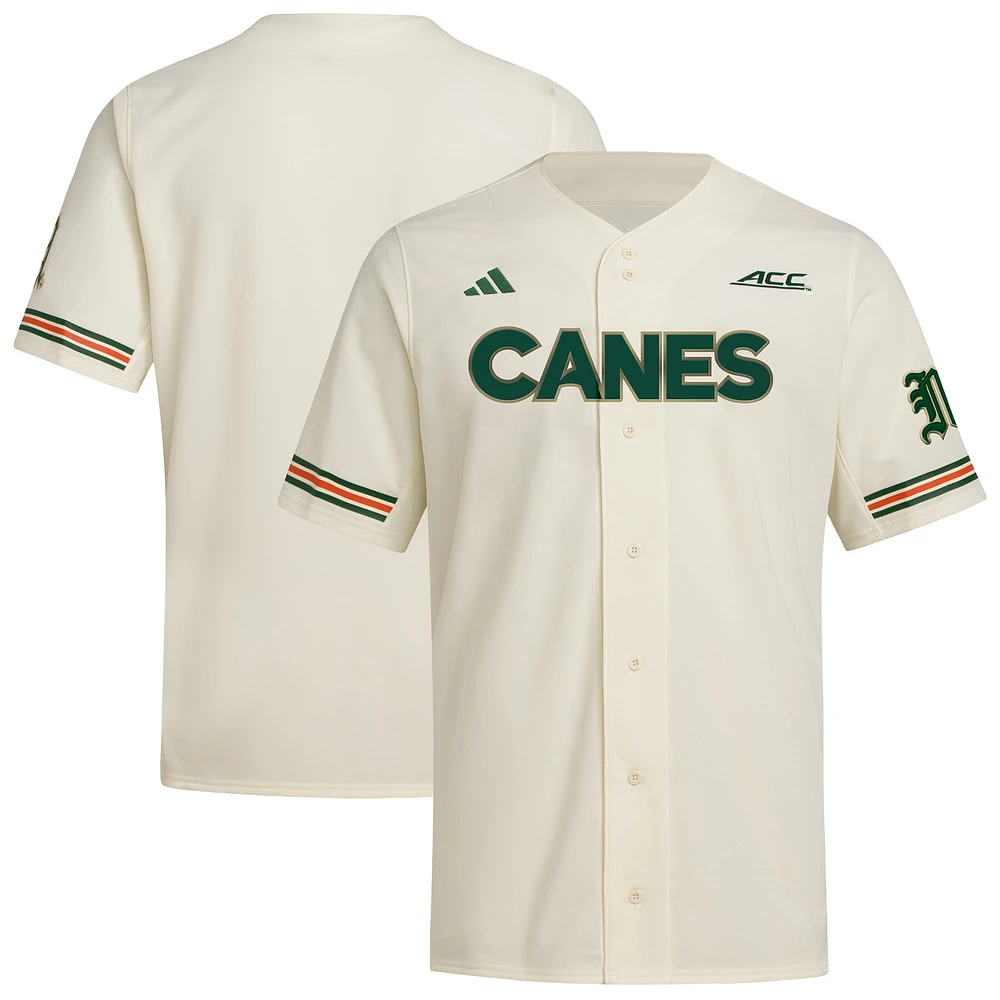 Men's adidas Cream Miami Hurricanes Replica Baseball Jersey