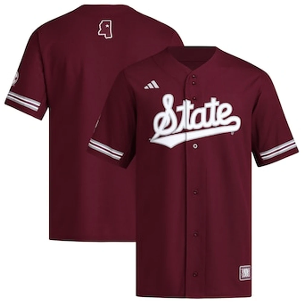 Men's adidas Maroon Mississippi State Bulldogs Reversible Retro Full-Button Baseball Jersey