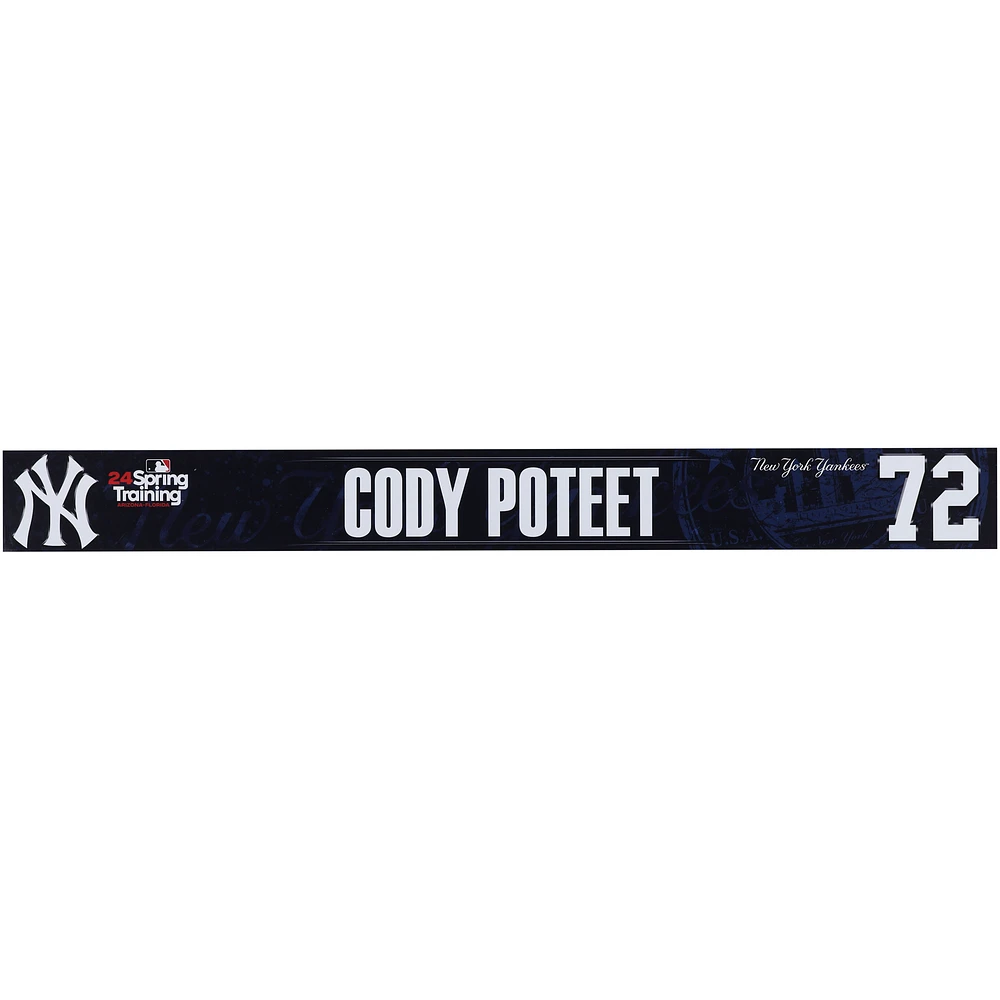 Cody Poteet New York Yankees Player-Issued #72 Navy Nameplate from 2024 MLB Spring Training