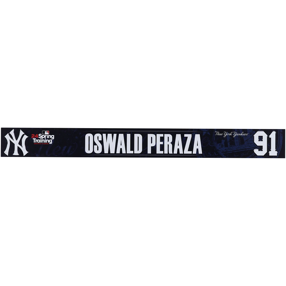 Oswald Peraza New York Yankees Player-Issued #91 Navy Nameplate from MLB Spring Training