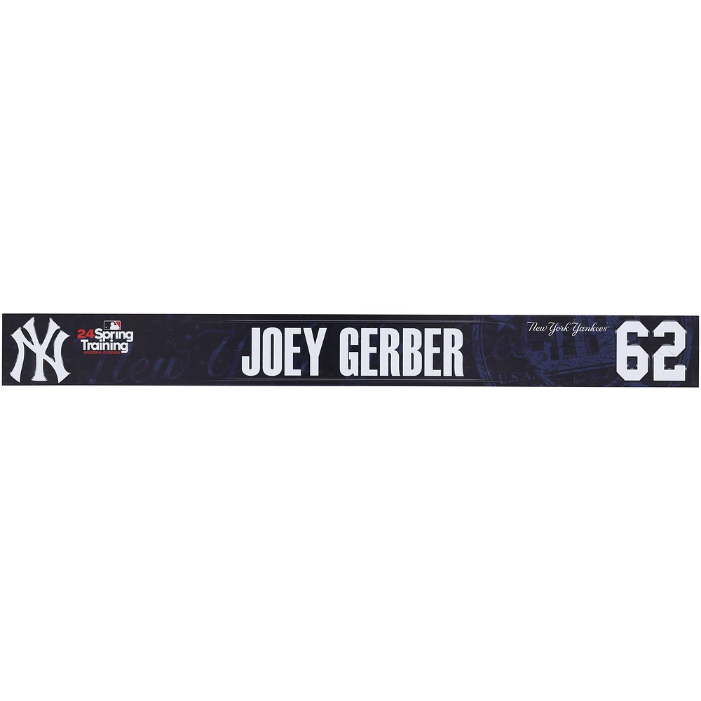 Joey Gerber New York Yankees Player-Issued #62 Navy Nameplate from 2024 MLB Spring Training
